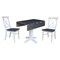 International Concepts 36 in. Solid Wood Square Dual Drop Leaf Dining Table with 2 Chairs in White/Heather Gray K05-36SDP-C613-2 - alternate 6